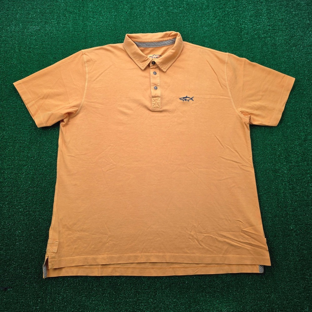 Orvis Embroidered Tarpon Pima Cotton Polo Shirt Mens XL Melon Orange Outdoors